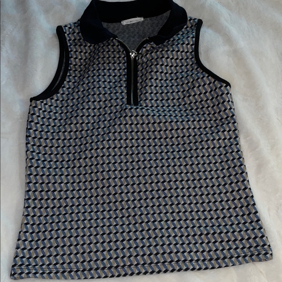 Cache Cache size S sleeveless top-black/blue/tan - Picture 1 of 7